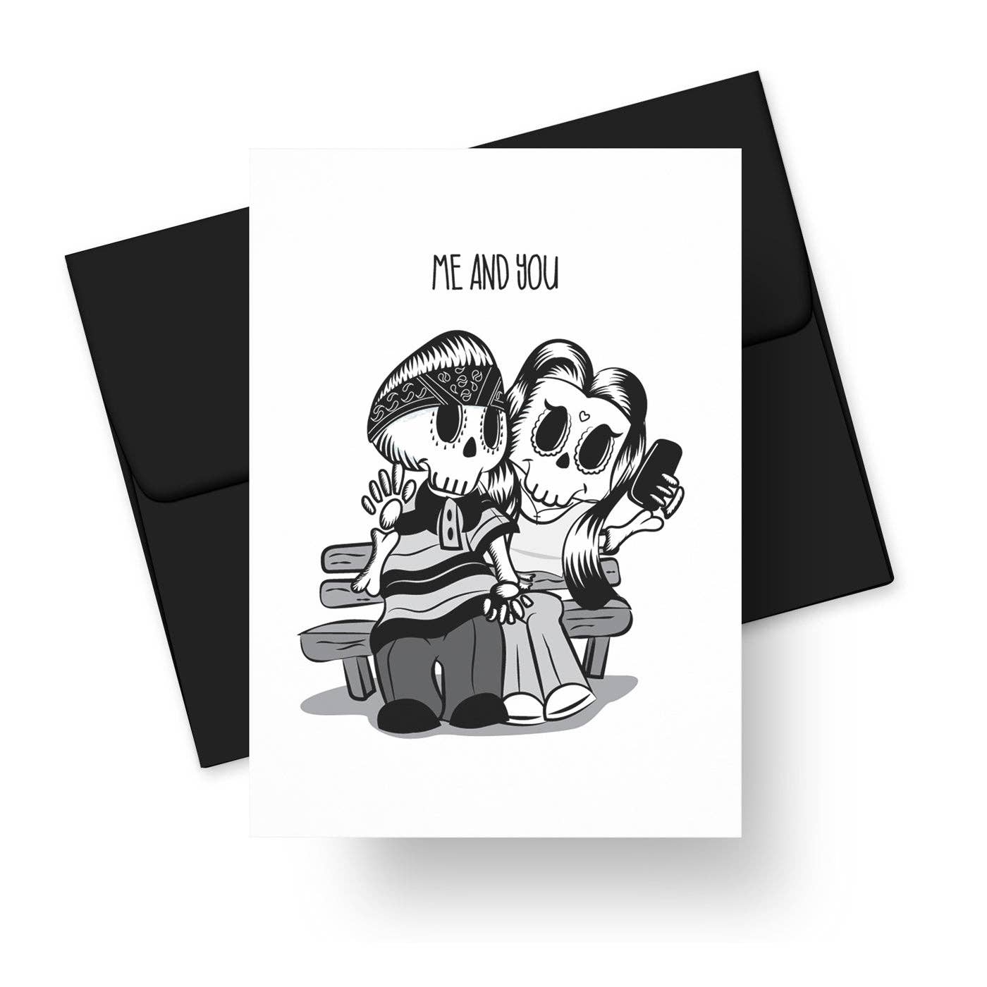 Calaveras in Love Chicano Skeleton Couple Card