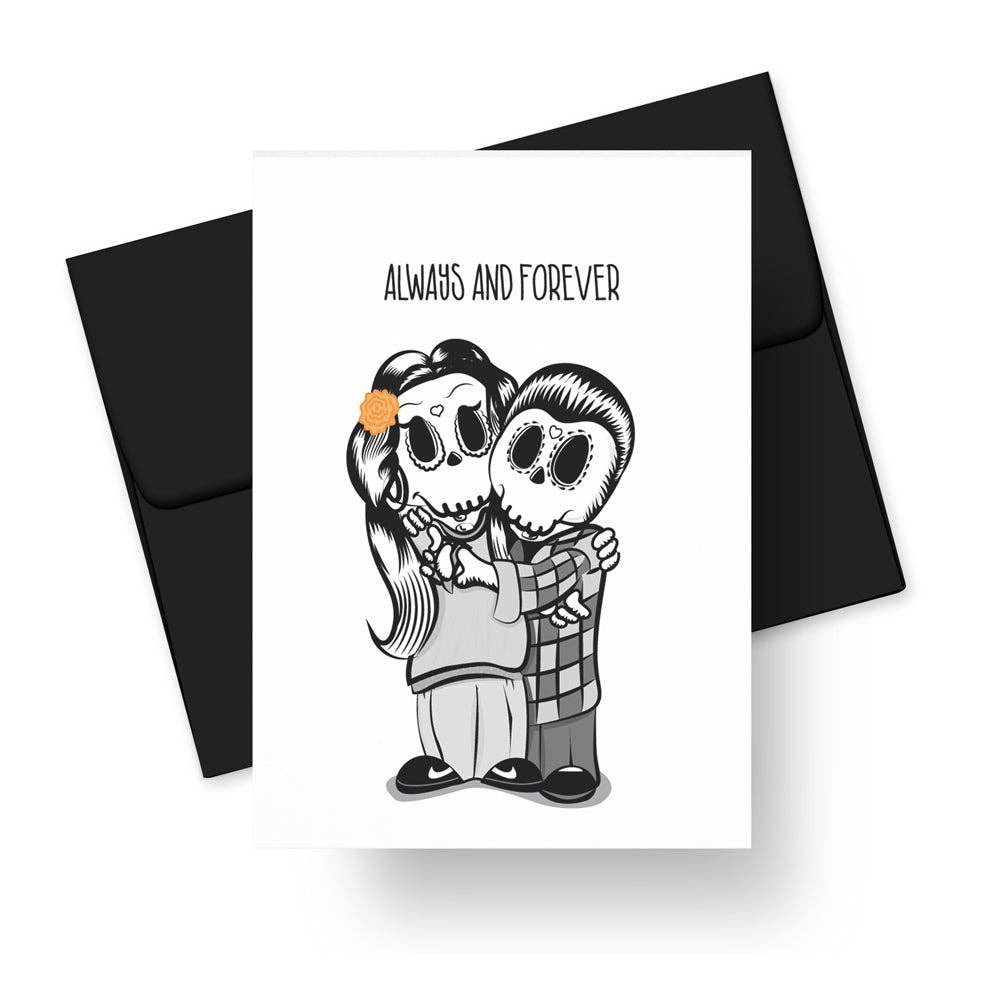 Chicano Skeleton Couple Eternal Amor Greeting