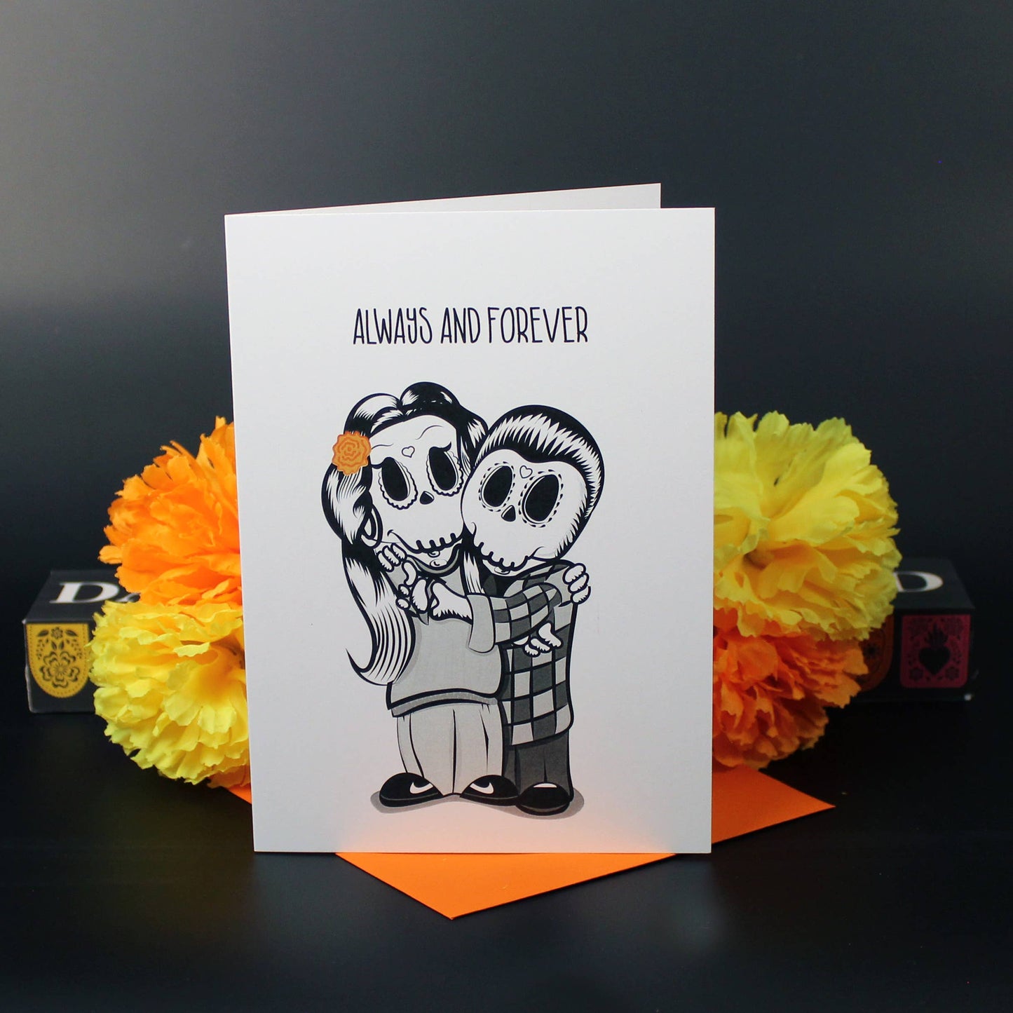 Chicano Skeleton Couple Eternal Amor Greeting