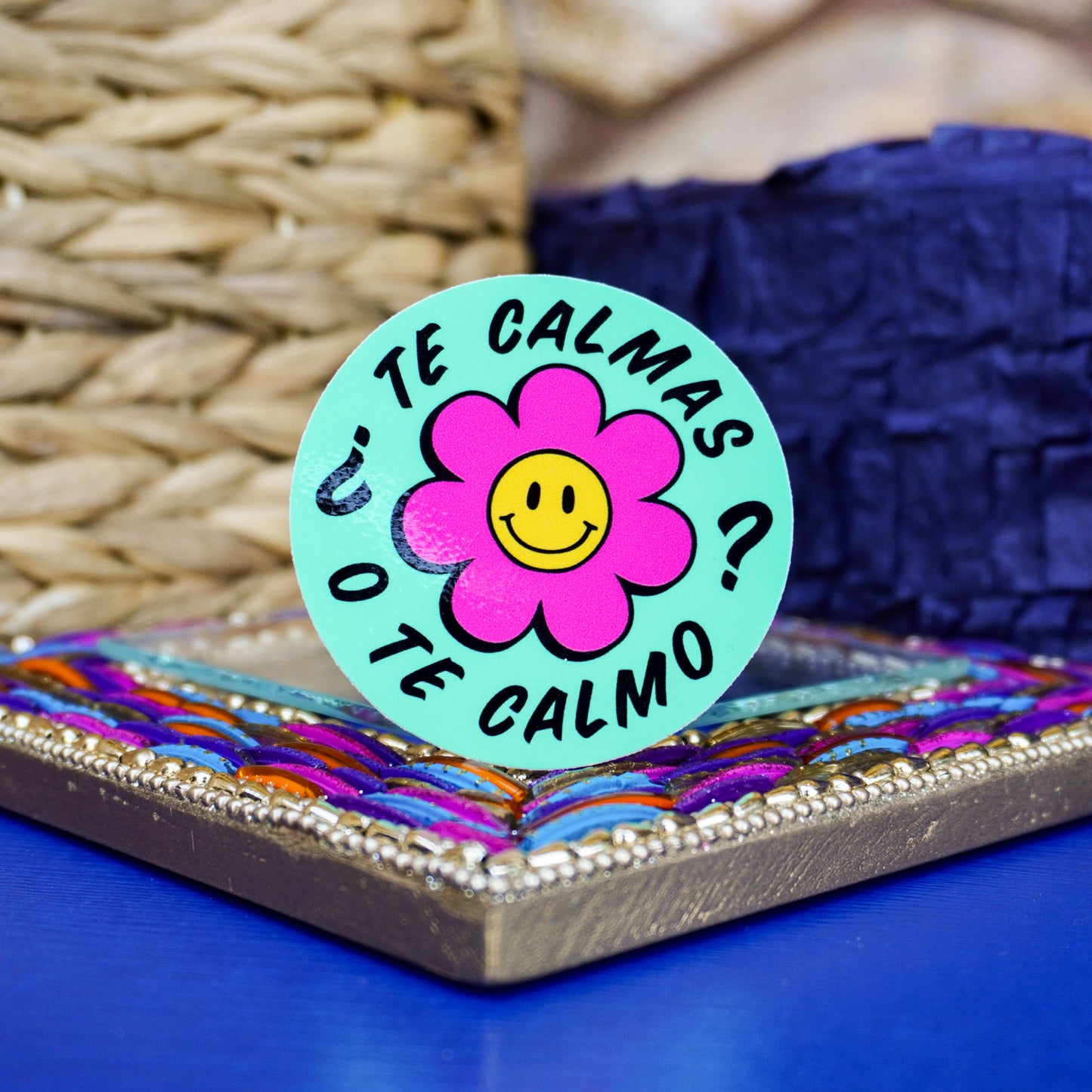 Te Calmas O Te Calmo Flower Vinyl Sticker